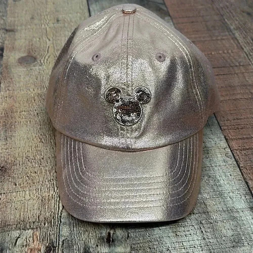 Disney Parks Sequins Mickey Mouse Rose Gold Hat Adjustable - Picture 9 of 11